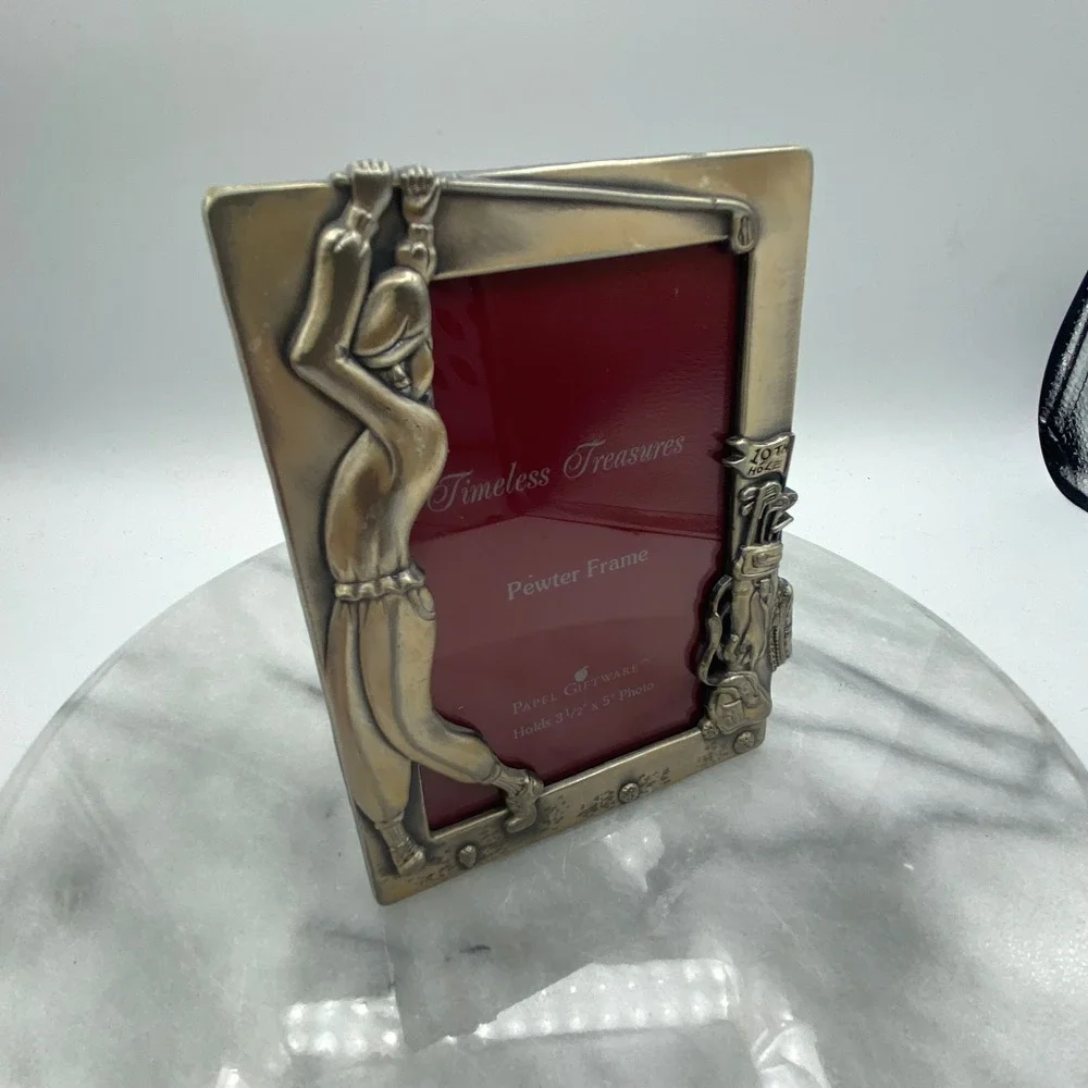 Papel Giftware 3.5x5 Pewter Golf‎ Picture Frame Silver Golfer 19th Hole Golfcore